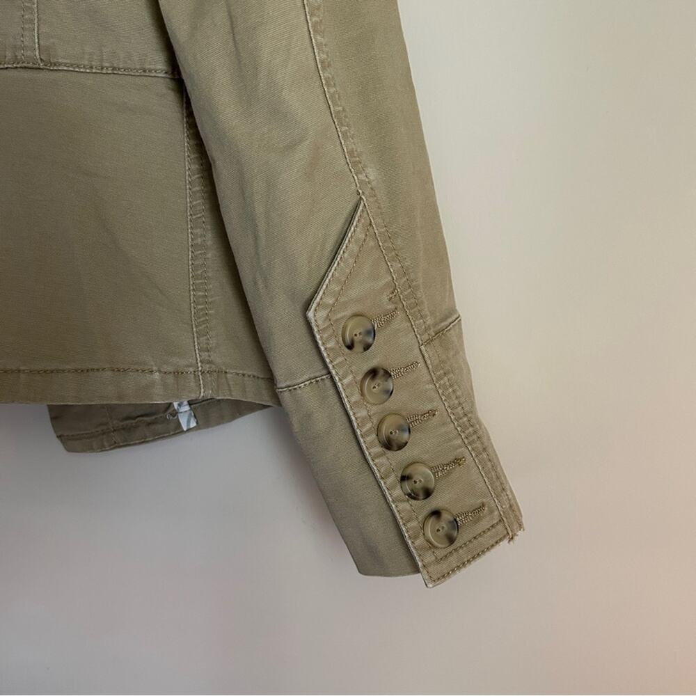 CAbi Camel Tan Button Down Peplum Stretch Fitted Military Jacket Coat Size Small - Picture 5 of 9